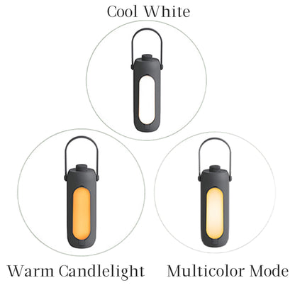 Rechargeable LED Camping Lantern - 3 Lighting Modes, 720 Lumen. The lantern features a rechargeable battery and offers three lighting modes: high brightness, low brightness, and strobe mode. 