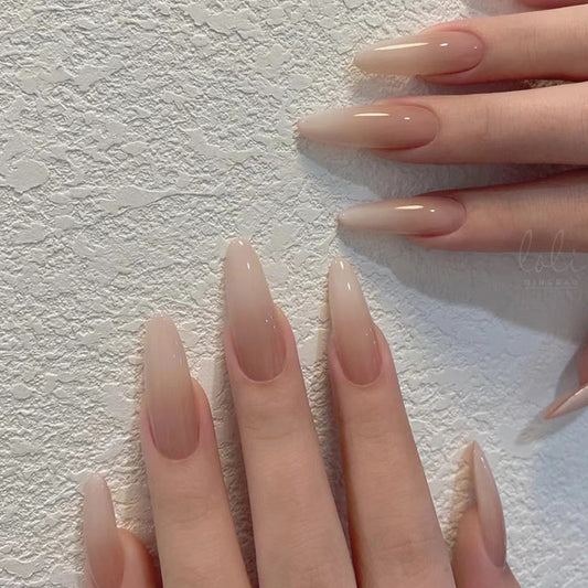 Simple Gradient Long-Pointed Press-On Nails