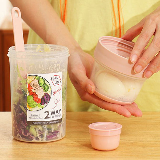Double-layered Food Container Salad Cereals Shaker Cup