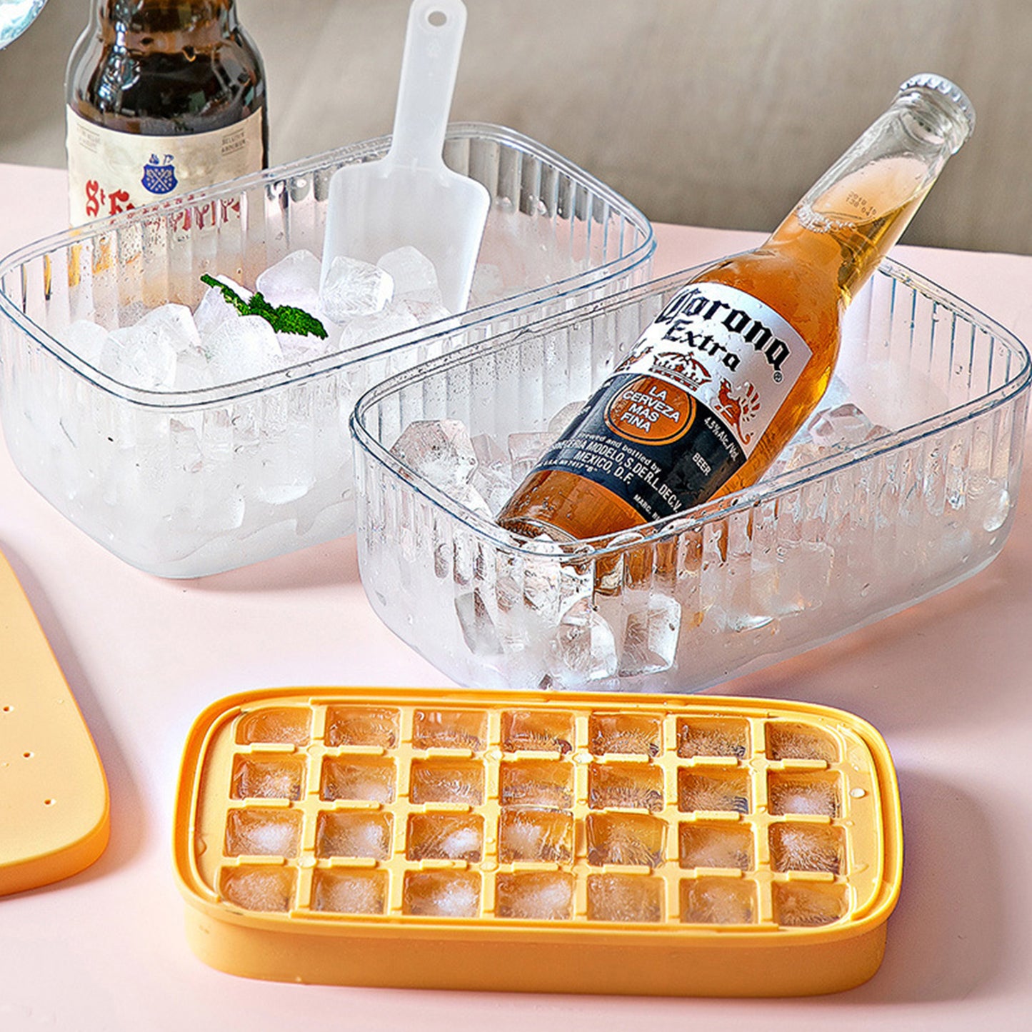 Press Type Ice Cube Tray With Lid, Silicone Ice Maker, Suitable